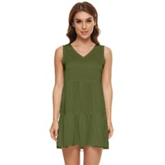 Army Green	 - 	tiered Sleeveless Mini Dress by ColorfulDresses