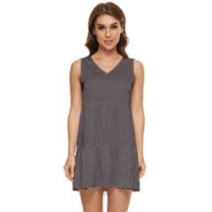 Dark Liver Grey	 - 	tiered Sleeveless Mini Dress by ColorfulDresses