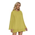 Ceylon Yellow	 - 	Round Neck Long Sleeve Bohemian Style Chiffon Mini Dress View3