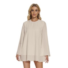 Butter Cream	 - 	round Neck Long Sleeve Bohemian Style Chiffon Mini Dress by ColorfulDresses