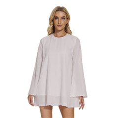 Almost Mauve	 - 	round Neck Long Sleeve Bohemian Style Chiffon Mini Dress