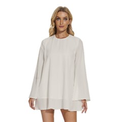 Canolli Cream	 - 	round Neck Long Sleeve Bohemian Style Chiffon Mini Dress by ColorfulDresses