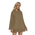 Dull Gold	 - 	Round Neck Long Sleeve Bohemian Style Chiffon Mini Dress View3