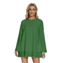 Medium Forest Green	 - 	Round Neck Long Sleeve Bohemian Style Chiffon Mini Dress View1