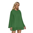 Medium Forest Green	 - 	Round Neck Long Sleeve Bohemian Style Chiffon Mini Dress View3