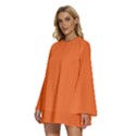 Construction Cone Orange	 - 	Round Neck Long Sleeve Bohemian Style Chiffon Mini Dress View2