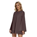 Granite Brown	 - 	Round Neck Long Sleeve Bohemian Style Chiffon Mini Dress View2