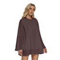 Granite Brown	 - 	Round Neck Long Sleeve Bohemian Style Chiffon Mini Dress View3