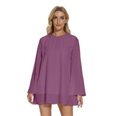 Sugar Plum Purple	 - 	round Neck Long Sleeve Bohemian Style Chiffon Mini Dress by ColorfulDresses