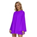 Vivid Violet Purple	 - 	Round Neck Long Sleeve Bohemian Style Chiffon Mini Dress View2