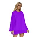 Vivid Violet Purple	 - 	Round Neck Long Sleeve Bohemian Style Chiffon Mini Dress View3