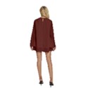 Sangria Red	 - 	Round Neck Long Sleeve Bohemian Style Chiffon Mini Dress View4