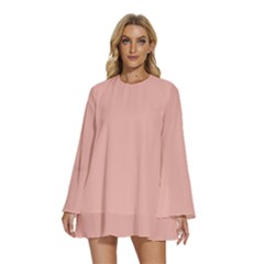 Peach Bud	 - 	round Neck Long Sleeve Bohemian Style Chiffon Mini Dress by ColorfulDresses