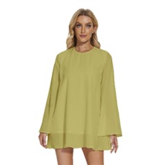 Ginger	 - 	round Neck Long Sleeve Bohemian Style Chiffon Mini Dress