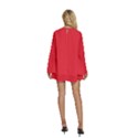 Imperial Red	 - 	Round Neck Long Sleeve Bohemian Style Chiffon Mini Dress View4