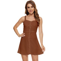 Sangria Brown	 - 	ruffle Edge Bra Cup Chiffon Mini Dress by ColorfulDresses