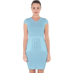 Blizzard Blue	 - 	capsleeve Drawstring Dress by ColorfulDresses