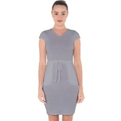 Chalice Silver Grey	 - 	capsleeve Drawstring Dress by ColorfulDresses