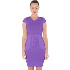 Iris Purple	 - 	capsleeve Drawstring Dress by ColorfulDresses