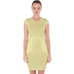 Banana Yellow	 - 	capsleeve Drawstring Dress by ColorfulDresses