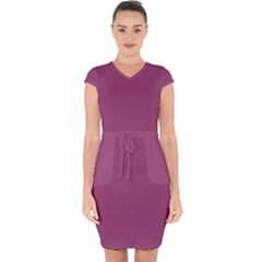 Magenta Haze Purple	 - 	capsleeve Drawstring Dress by ColorfulDresses