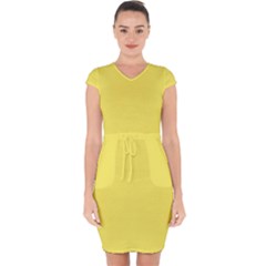 Maize Yellow	 - 	capsleeve Drawstring Dress by ColorfulDresses