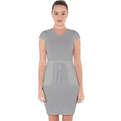 Silver Cloud Grey	 - 	capsleeve Drawstring Dress by ColorfulDresses