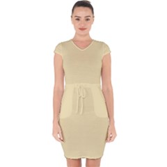 Pure Vanilla	 - 	capsleeve Drawstring Dress by ColorfulDresses