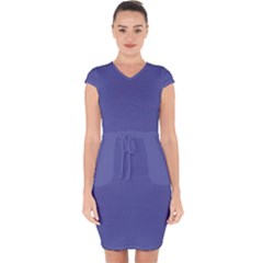 Blue Iris	 - 	capsleeve Drawstring Dress by ColorfulDresses