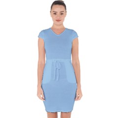 Jeans Blue	 - 	capsleeve Drawstring Dress by ColorfulDresses