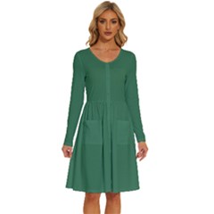 Amazon Green	 - 	long Sleeve Dress With Pockets by ColorfulDresses