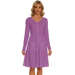 Bodacious Pink	 - 	long Sleeve Dress With Pockets