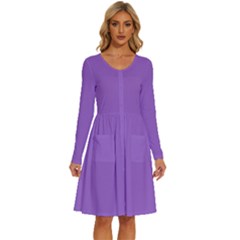 Iris Purple	 - 	long Sleeve Dress With Pockets