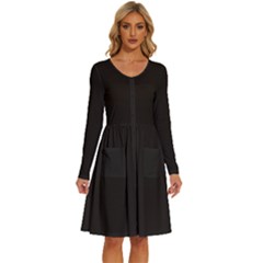 Black Choclat	 - 	long Sleeve Dress With Pockets