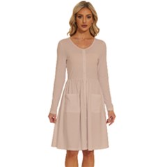 Desert Sand	 - 	long Sleeve Dress With Pockets