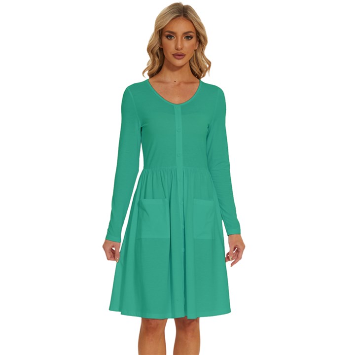 Mountain Meadow Green	 - 	Long Sleeve Dress With Pockets