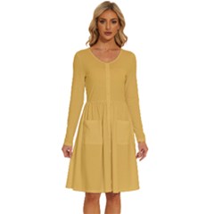 Mimosa Orange	 - 	long Sleeve Dress With Pockets