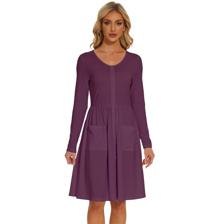 Old Mauve Purple	 - 	Long Sleeve Dress With Pockets