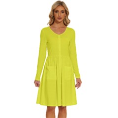 Maximum Yellow	 - 	long Sleeve Dress With Pockets