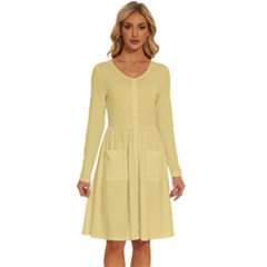 Parmesan Yellow	 - 	long Sleeve Dress With Pockets