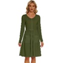 Army Green	 - 	Long Sleeve Dress With Pockets View1