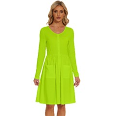 Bitter Lime	 - 	long Sleeve Dress With Pockets