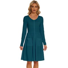 Eagle Green	 - 	long Sleeve Dress With Pockets by ColorfulDresses