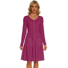 Vivacious	 - 	long Sleeve Dress With Pockets