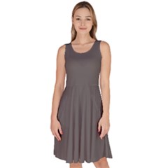 Carbon Grey	 - 	knee Length Skater Dress With Pockets by ColorfulDresses