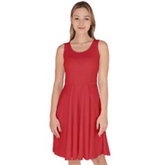 Flame Scarlet Red	 - 	knee Length Skater Dress With Pockets by ColorfulDresses