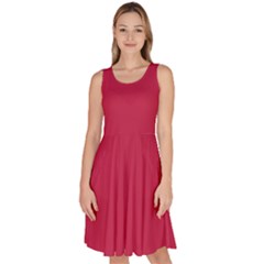 Bright Maroon Red	 - 	knee Length Skater Dress With Pockets by ColorfulDresses