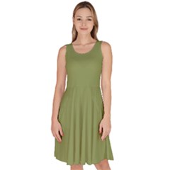 Light Moss Green	 - 	knee Length Skater Dress With Pockets by ColorfulDresses