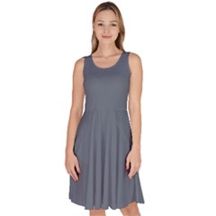 Jet Grey	 - 	knee Length Skater Dress With Pockets by ColorfulDresses