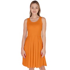 Dark Orange	 - 	knee Length Skater Dress With Pockets by ColorfulDresses